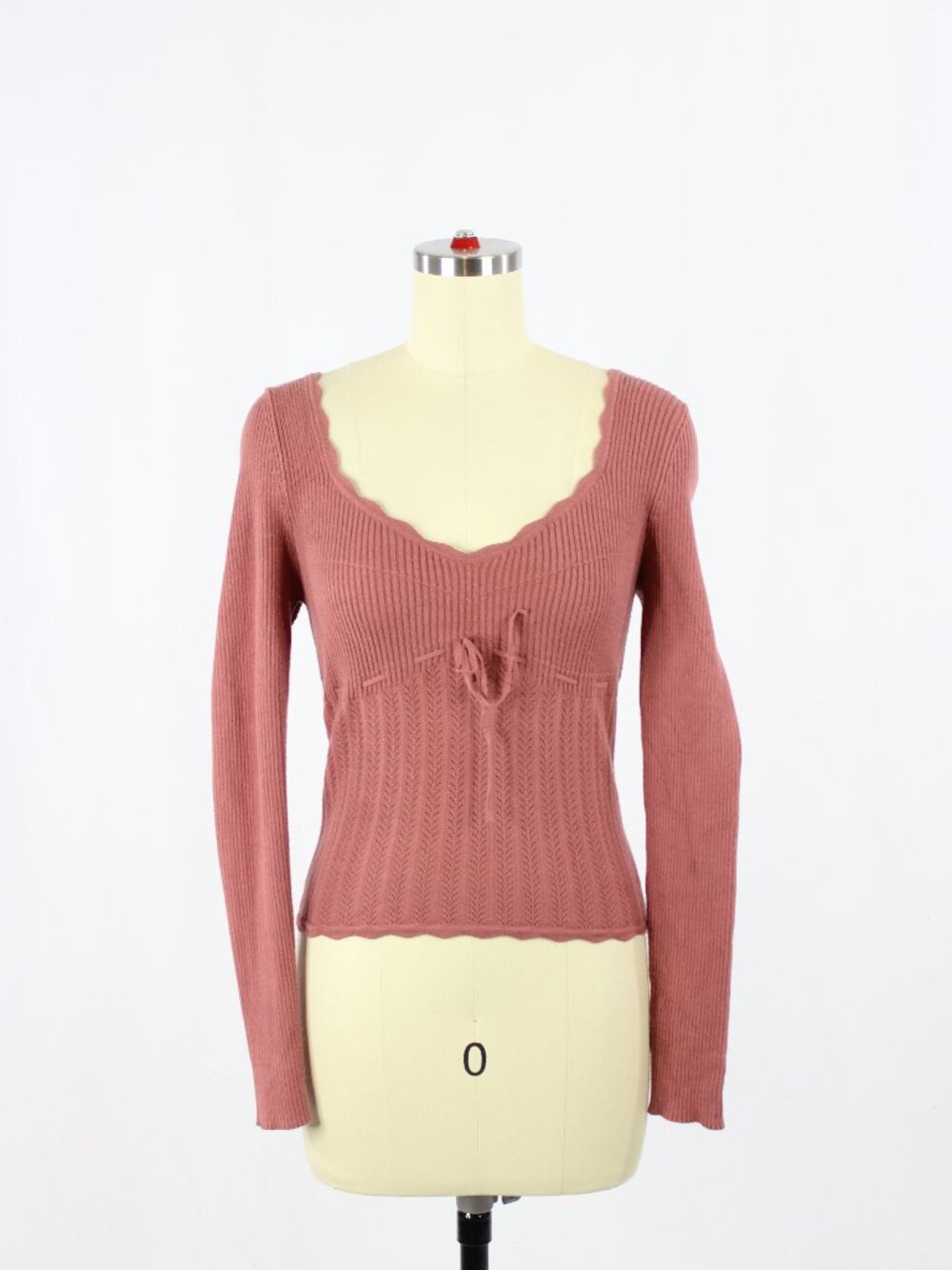 Aritzia WILFRED Soloist Mauve Pointelle Knit Sweetheart Neck Sweater, Size M